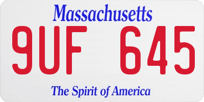 MA license plate 9UF645