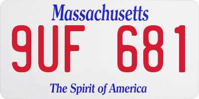 MA license plate 9UF681