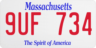 MA license plate 9UF734