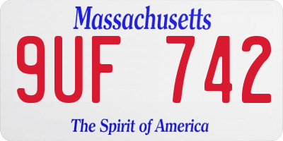 MA license plate 9UF742