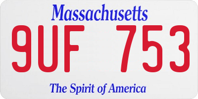 MA license plate 9UF753