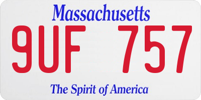 MA license plate 9UF757