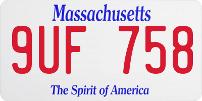 MA license plate 9UF758