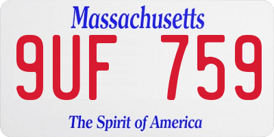 MA license plate 9UF759