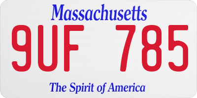 MA license plate 9UF785