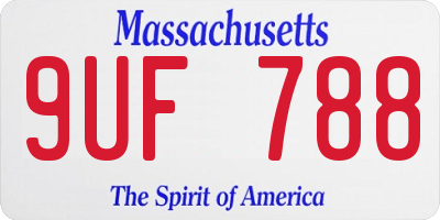MA license plate 9UF788