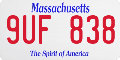 MA license plate 9UF838
