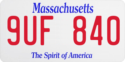 MA license plate 9UF840