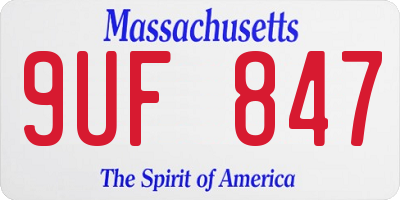 MA license plate 9UF847