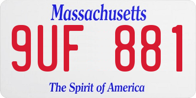 MA license plate 9UF881