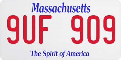 MA license plate 9UF909