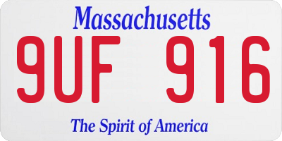 MA license plate 9UF916