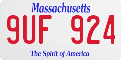 MA license plate 9UF924