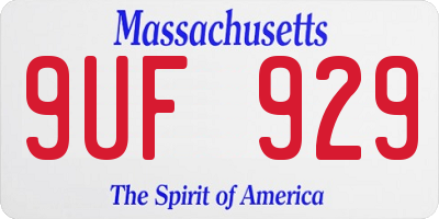 MA license plate 9UF929