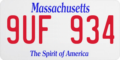 MA license plate 9UF934