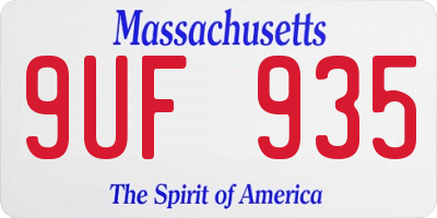 MA license plate 9UF935
