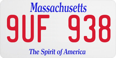 MA license plate 9UF938