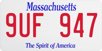 MA license plate 9UF947