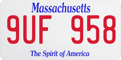 MA license plate 9UF958