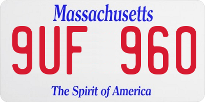 MA license plate 9UF960