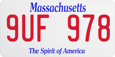 MA license plate 9UF978