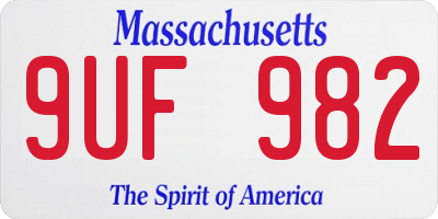 MA license plate 9UF982