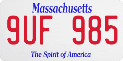 MA license plate 9UF985