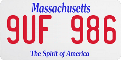 MA license plate 9UF986