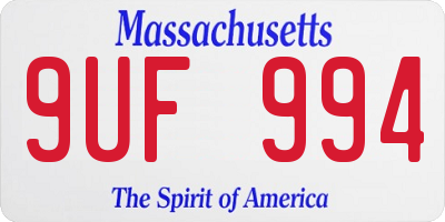 MA license plate 9UF994