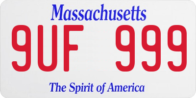 MA license plate 9UF999