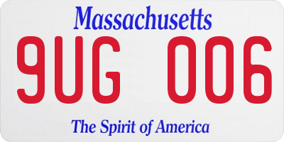 MA license plate 9UG006