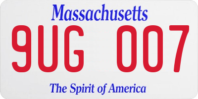 MA license plate 9UG007