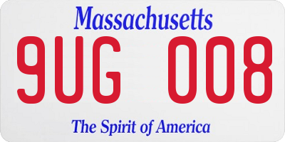 MA license plate 9UG008