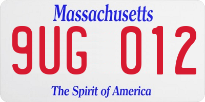 MA license plate 9UG012