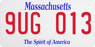 MA license plate 9UG013