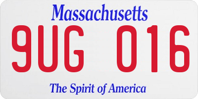 MA license plate 9UG016