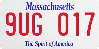 MA license plate 9UG017