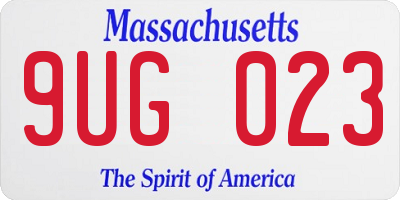 MA license plate 9UG023