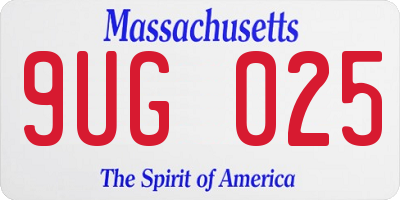 MA license plate 9UG025