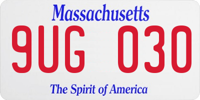 MA license plate 9UG030