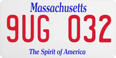 MA license plate 9UG032