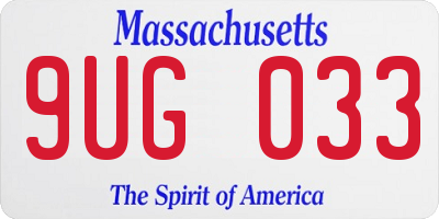MA license plate 9UG033