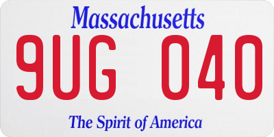 MA license plate 9UG040
