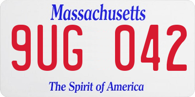 MA license plate 9UG042