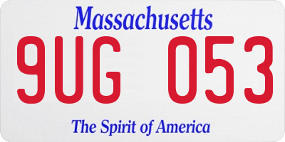 MA license plate 9UG053