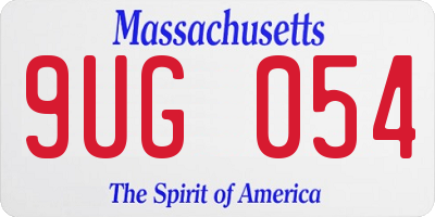 MA license plate 9UG054