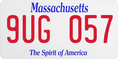 MA license plate 9UG057
