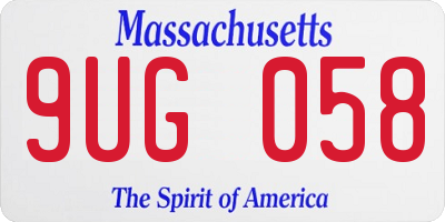 MA license plate 9UG058