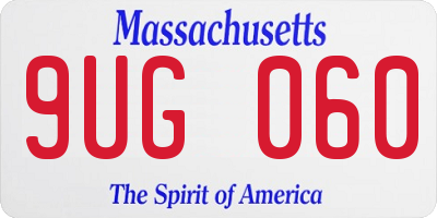 MA license plate 9UG060
