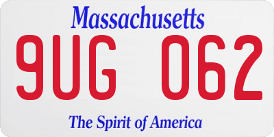 MA license plate 9UG062